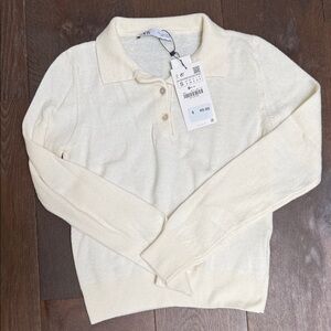 Zara Cream Polo Neck Sweater